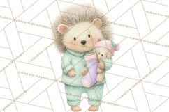 Christmas Pajama Party PNG, Watercolor Cozy Animal Clipart Product Image 5