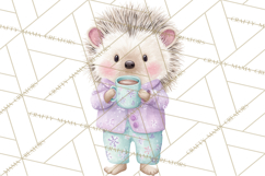 Christmas Pajama Party PNG, Watercolor Cozy Animal Clipart Product Image 2