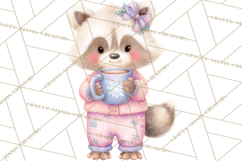 Christmas Pajama Party PNG, Watercolor Cozy Animal Clipart Product Image 2