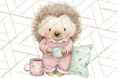 Christmas Pajama Party PNG, Watercolor Cozy Animal Clipart Product Image 5