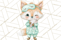 Christmas Pajama Party PNG, Watercolor Cozy Animal Clipart Product Image 2