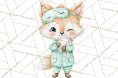 Christmas Pajama Party PNG, Watercolor Cozy Animal Clipart Product Image 2
