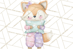 Christmas Pajama Party PNG, Watercolor Cozy Animal Clipart Product Image 3
