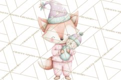 Christmas Pajama Party PNG, Watercolor Cozy Animal Clipart Product Image 4