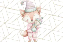 Christmas Pajama Party PNG, Watercolor Cozy Animal Clipart Product Image 4