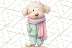 Christmas Pajama Party PNG, Watercolor Cozy Animal Clipart Product Image 4