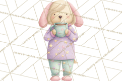 Christmas Pajama Party PNG, Watercolor Cozy Animal Clipart Product Image 5