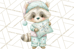 Christmas Pajama Party PNG, Watercolor Cozy Animal Clipart Product Image 3