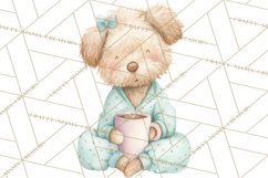 Christmas Pajama Party PNG, Watercolor Cozy Animal Clipart Product Image 4