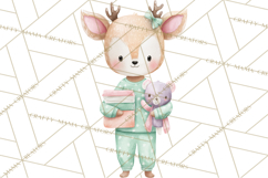 Christmas Pajama Party PNG, Watercolor Cozy Animal Clipart Product Image 5
