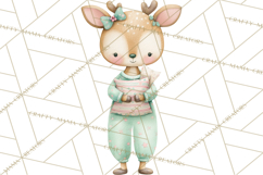 Christmas Pajama Party PNG, Watercolor Cozy Animal Clipart Product Image 2