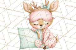 Christmas Pajama Party PNG, Watercolor Cozy Animal Clipart Product Image 3