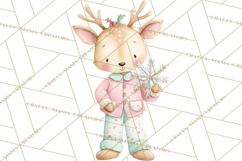 Christmas Pajama Party PNG, Watercolor Cozy Animal Clipart Product Image 4