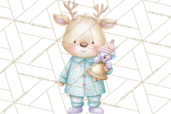 Christmas Pajama Party PNG, Watercolor Cozy Animal Clipart Product Image 5