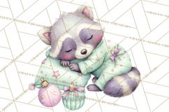 Christmas Pajama Party PNG, Watercolor Cozy Animal Clipart Product Image 4
