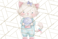 Christmas Pajama Party PNG, Watercolor Cozy Animal Clipart Product Image 2