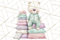 Christmas Pajama Party PNG, Watercolor Cozy Animal Clipart Product Image 5