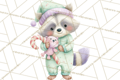 Christmas Pajama Party PNG, Watercolor Cozy Animal Clipart Product Image 5