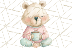 Christmas Pajama Party PNG, Watercolor Cozy Animal Clipart Product Image 3
