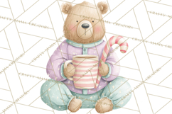 Christmas Pajama Party PNG, Watercolor Cozy Animal Clipart Product Image 4