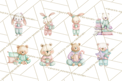 Christmas Pajama Party PNG, Watercolor Cozy Animal Clipart Product Image 6