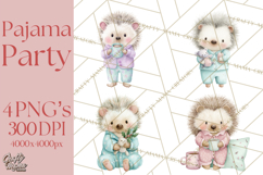 Christmas Pajama Party PNG, Watercolor Cozy Animal Clipart Product Image 1