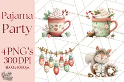 Christmas Pajamas Clipart PNG, Festive Animals Clip Art Product Image 1