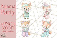 Christmas Pajama Party PNG, Watercolor Cozy Animal Clipart Product Image 1