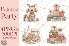 Christmas Pajamas Clipart PNG, Festive Animals Clip Art Product Image 1