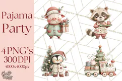 Christmas Pajamas Clipart PNG, Festive Animals Clip Art Product Image 1