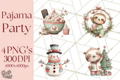 Christmas Pajamas Clipart PNG, Festive Animals Clip Art Product Image 1
