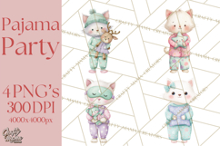 Christmas Pajama Party PNG, Watercolor Cozy Animal Clipart Product Image 1