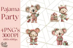 Christmas Pajamas Clipart PNG, Festive Animals Clip Art Product Image 1