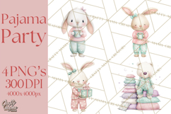 Christmas Pajama Party PNG, Watercolor Cozy Animal Clipart Product Image 1