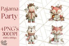 Christmas Pajamas Clipart PNG, Festive Animals Clip Art Product Image 1