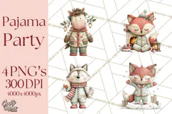Christmas Pajamas Clipart PNG, Festive Animals Clip Art Product Image 1