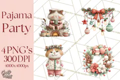 Christmas Pajamas Clipart PNG, Festive Animals Clip Art Product Image 1