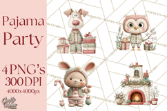 Christmas Pajamas Clipart PNG, Festive Animals Clip Art Product Image 1