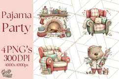 Christmas Pajamas Clipart PNG, Festive Animals Clip Art Product Image 1
