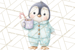 Christmas Pajama Party PNG, Watercolor Cozy Animal Clipart Product Image 5