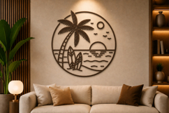 Palm Tree Beach Sunset Laser Cut SVG Product Image 1