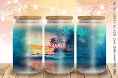 Sunset can glass wrap, beach libbey can glass design Product Image 1