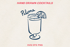 Hand Drawn Cocktail Line Art SVG | Vintage Drink PNG Product Image 1