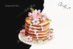 Watercolor Pink Floral Pancakes | Wedding PNG Product Image 2