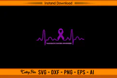 Pancreatic Cancer Awareness Ribbon Heartbeat SVG File Product Image 1