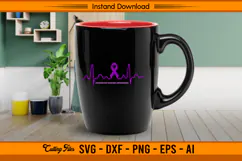 Pancreatic Cancer Awareness Ribbon Heartbeat SVG File Product Image 3