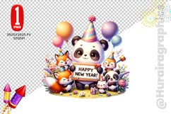 Happy New Year Clipart - Panda PNG File Product Image 1