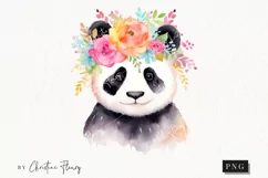 Watercolor Rainbow Panda Clipart | Watercolor Animal PNG Product Image 1