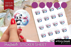 Panda Pastel Christmas Round Sticker Coquette Xmas Printable Product Image 1