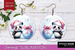 Panda Pastel Christmas Round Earrings Coquette Xmas PNG Product Image 1